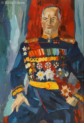 Копия портрета Жукова (худ. Корин) - Катина Арина, 12 лет.JPG